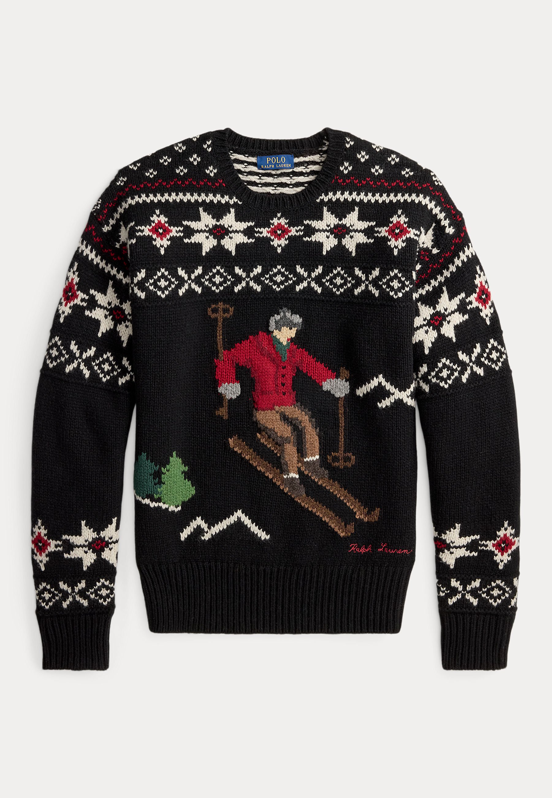 Polo Ralph Lauren WOOL SKIER-GRAPHIC SWEATER - Jumper - black