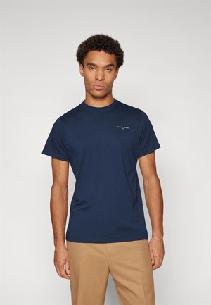 Tommy Jeans SLIM LINEAR TEE  - Basic T-shirt - dark night navy