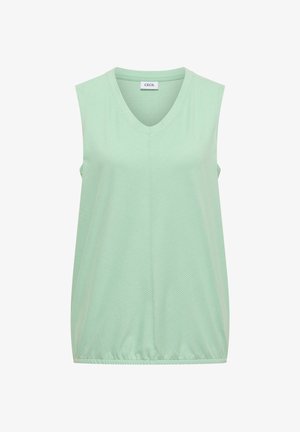 Cecil, TOP WITH V-NECK AND STRIPES, jasnozielony