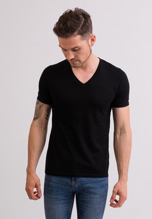 MIT V-AUSSCHNITT - T-Shirt basic - schwarz