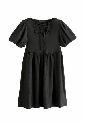 Next TALL FIT - TEXTURED PUFF SLEEVES FRONT DETAIL - Pletené šaty - black