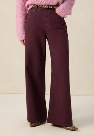 HIGH WAIST-DUNKELROT - Wide Leg - d.rood