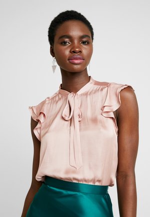FLUTTER SLEEVE TIE NECK SOLIDS - T-shirt basique - blush