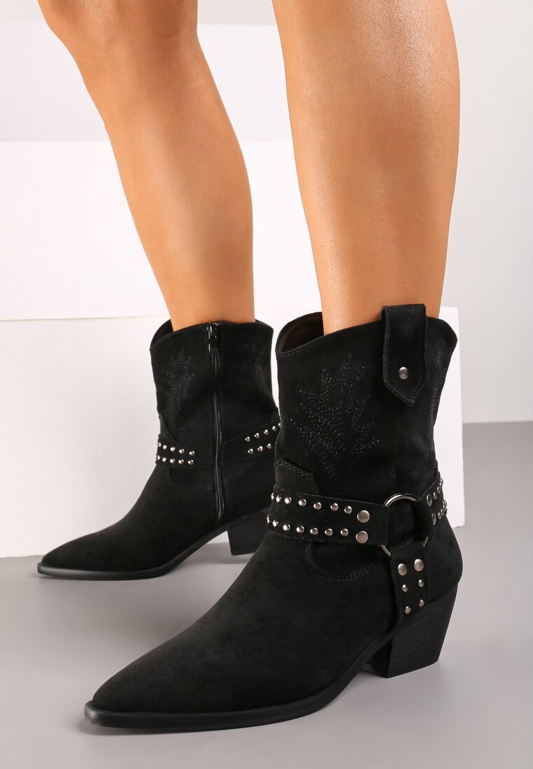 Super Mode Bottines de cowboy / motard - noir