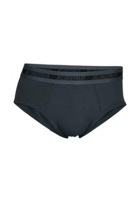 Mørkegrå bomuldsbrief med en kontrasterende sort elastisk talje, der er mærket "JBS UNDERWEAR." Har en glat tekstur og klassisk pasform.