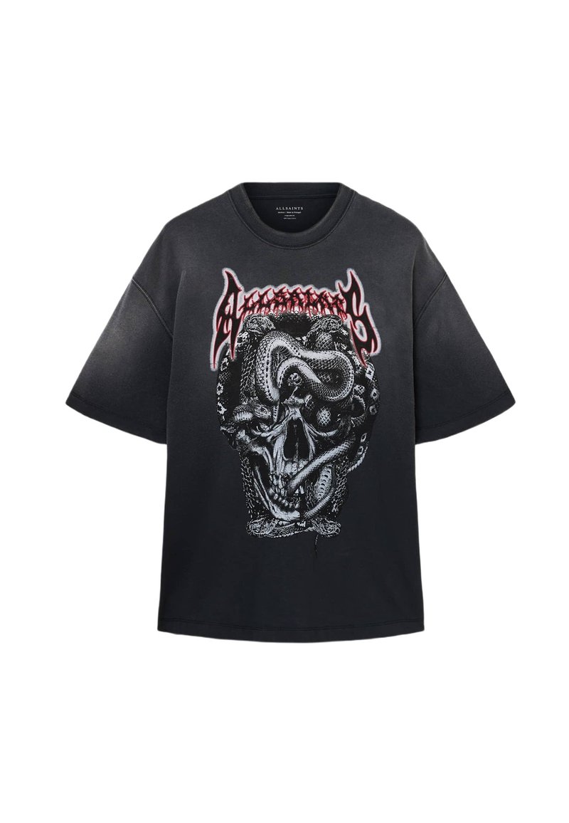AllSaints CONSTRICT SS CREW. - T-Shirt print - washed black/schwarz ...