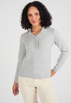 PULL COL À VOLANT  - Pullover - gris chiné clair