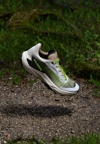 Salomon GENESIS - Løbesko trail - white/oxford tan/green gecko