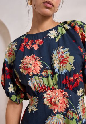 Next, TALL FIT - PRINT PUFF SLEEVE MIDI DRESS . - Vestido largo - navy blue floral