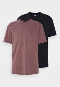 2 PACK - T-shirt básica - black/bordeaux
