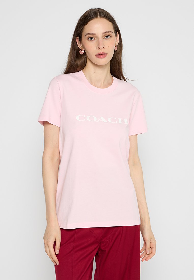 Coach T-shirt print donkerroze