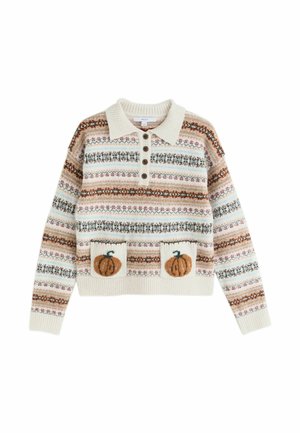 Next, KNITTED LONG SLEEVE POLO JUMPER - Striktrøje - autumn pumpkin fairisle