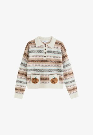 Next, KNITTED LONG SLEEVE POLO JUMPER - Jumper - autumn pumpkin fairisle