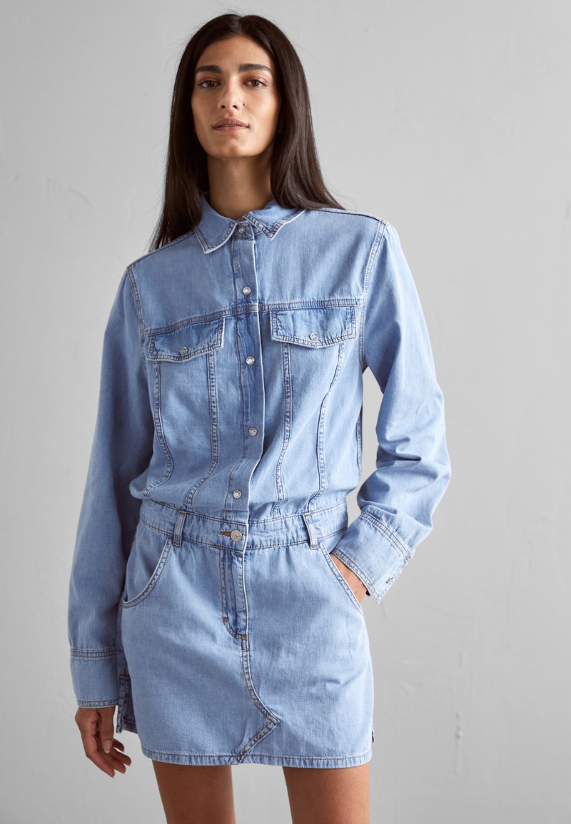 Moschino Jeans Women's Patchwork Cotton Dress Blue