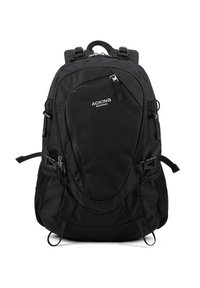 Zaino Aoking nero in materiale testurizzato e ripstop. Dispone di scomparti con zip multipli, spallacci regolabili e tasche laterali in rete.