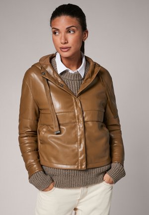 Faux leather jacket - olive brown