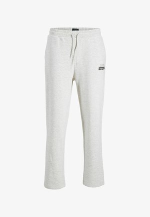 Lichtgrijze joggingbroek van een katoenmix, met een elastische tailleband met trekkoord en een klein logo aan de zijkant gedrukt.