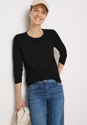 BASIC RUNDHALS - T-shirt à manches longues - schwarz