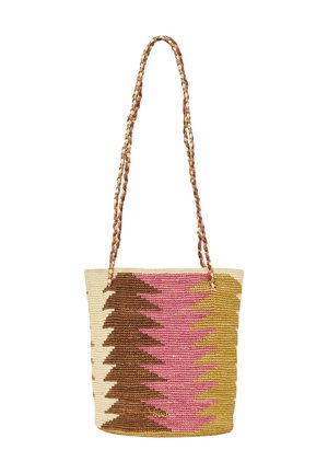 Handtasche - beige brown white rose stripes