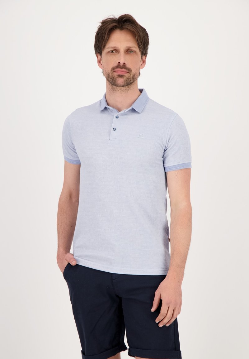 Fitted Polo Collar Tee in Spring Toile Giorgio Blue