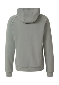 Hellgrauer Hoodie mit Kordelzugkapuze, gerippten Bündchen und Saum. Hergestellt aus weichem Stoff, zeichnet er sich durch eine glatte Textur und klassische Silhouette aus.