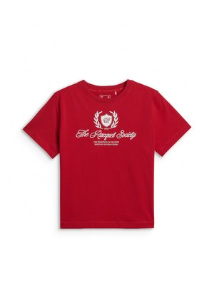 4F, 4F T-SHIRT BOXY Z NADRUKIEM DAMSKI - CZERWONY S - T-Shirt print - red