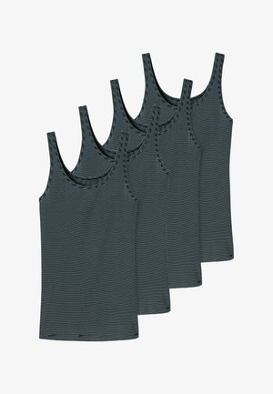 Débardeurs rayés noir et blanc en pack de quatre, avec un design ajusté, des bretelles larges et une texture de tissu lisse et douce.