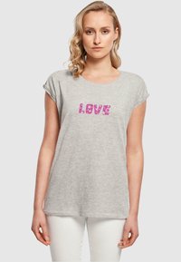 Merchcode VALENTINES DAY-FLOWERS LOVE EXTENDED S - T-shirts med print - heather grey