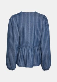 PCAMILDA TIE TOP - Top s dlouhým rukávem - medium blue denim/white