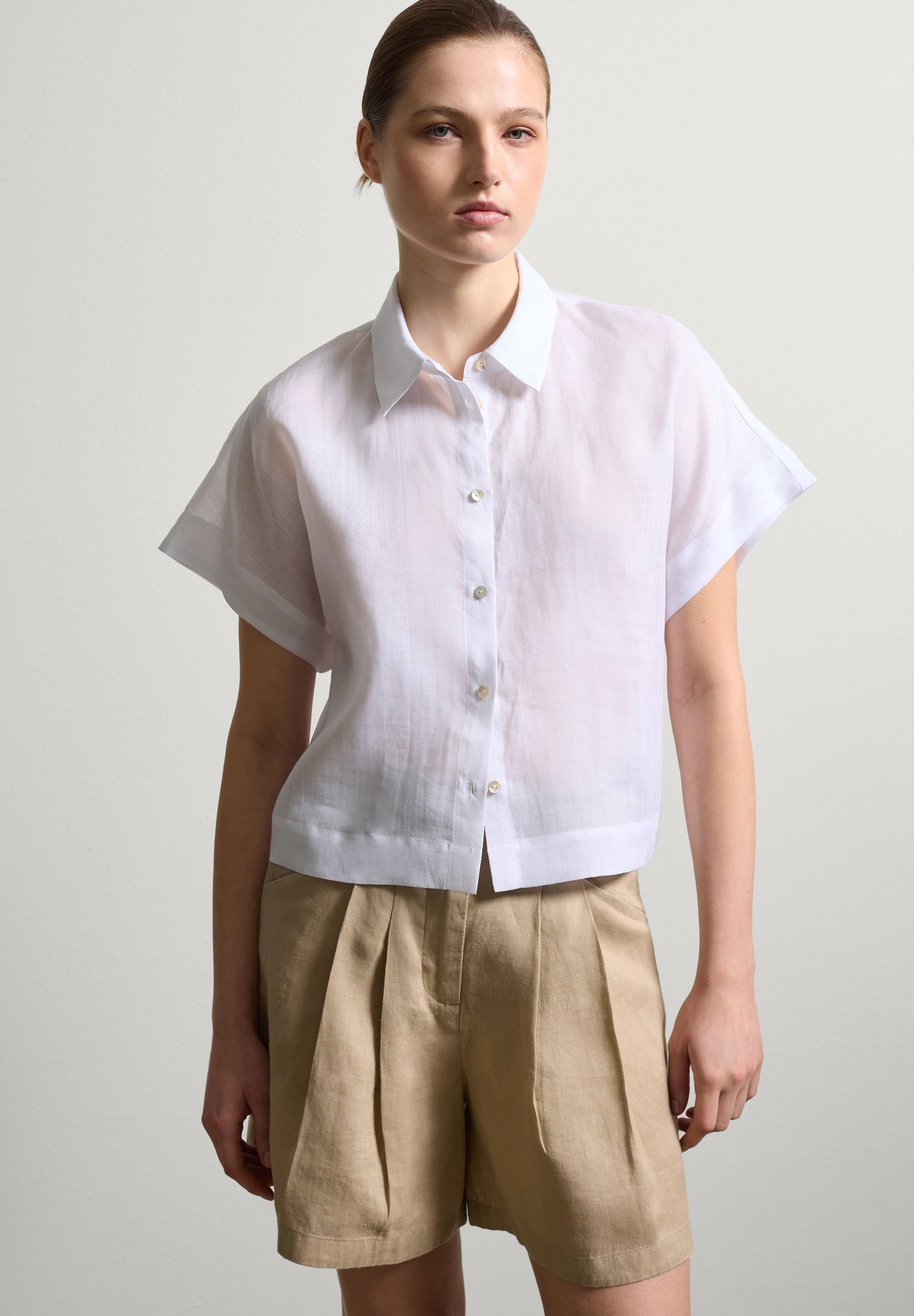 Blusa Camicie Stefanel Stefanel SHORT-SLEEVED Camicia Optical White/bianco - Main Image