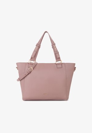 Lyserød læder tote bag med dobbelte håndtag og en aftagelig strop. Udstyret med hardware i guldfarve og en struktureret overflade. Stor og rummelig design.