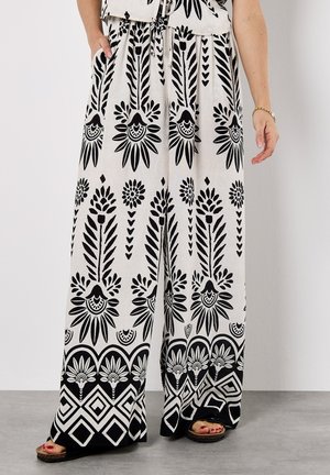 FLORAL BORDER  - Pantalon classique - stone