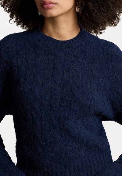 Polo Ralph Lauren CABLE-KNIT WOOL-BLEND CREWNECK SWEATER - Svetrík - navy