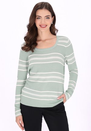 Trui - sage green offwhite