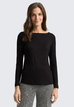 SLIM FIT LANGARM MIT U-BOOT-AUSSCHNITT - Longsleeve - deep black