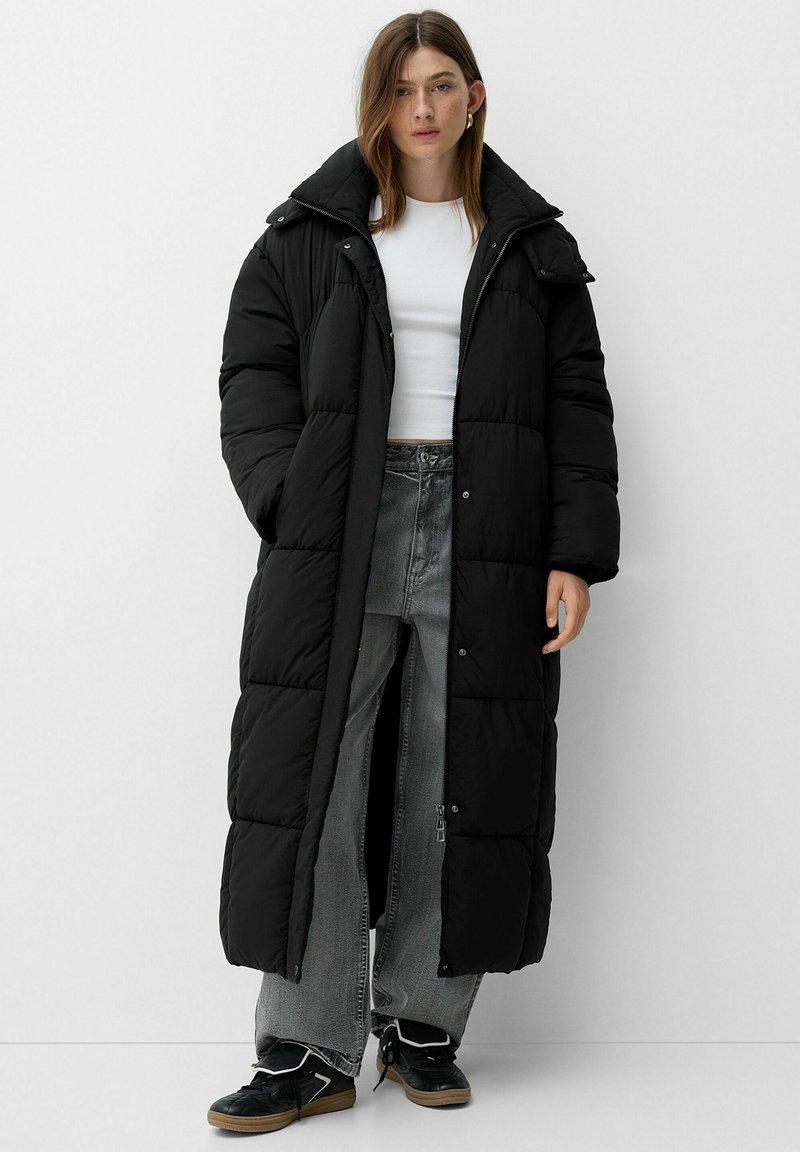 Bershka Wintermantel zwart Bershka Wintermantel zwart