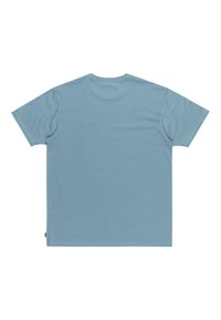 Lyseblå kortærmet t-shirt, lavet af bomuldsstof, rund hals, afslappet pasform, uden grafik eller dekorationer, glat tekstur, ensfarvet ryg.