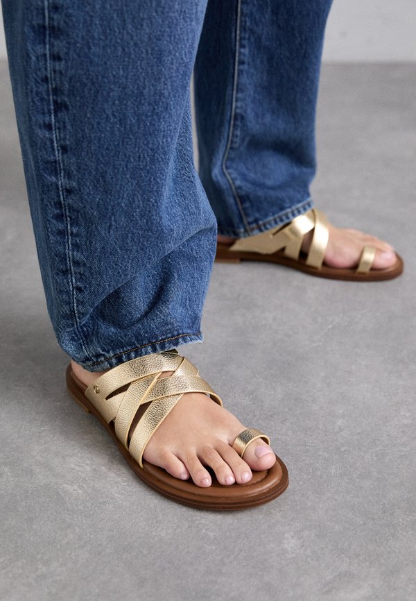 NORA THONG - T-bar sandals - pale gold