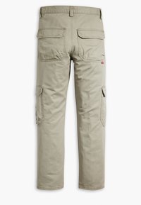 Bežične cargo hlače z dvema zadnjima žepoma in stranskimi cargo žepi, narejene iz trpežne tkanine, s ravnim krojem in ojačanimi šivi.