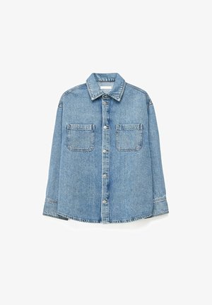 NA-KD, OVERSIZED DENIM SHIRT - Blúzka so zapínaním na gombíky - light blue