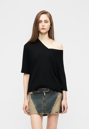 SLFTHEA V NECK - Βασικό μπλουζάκι - black