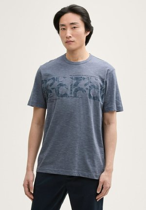 TOM TAILOR T-shirt con stampa - blueish grey tonal fine stripe
