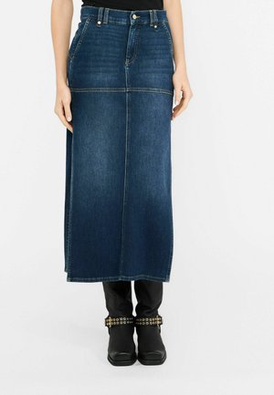 WITH SLITS - Gonna a campana - denim blue