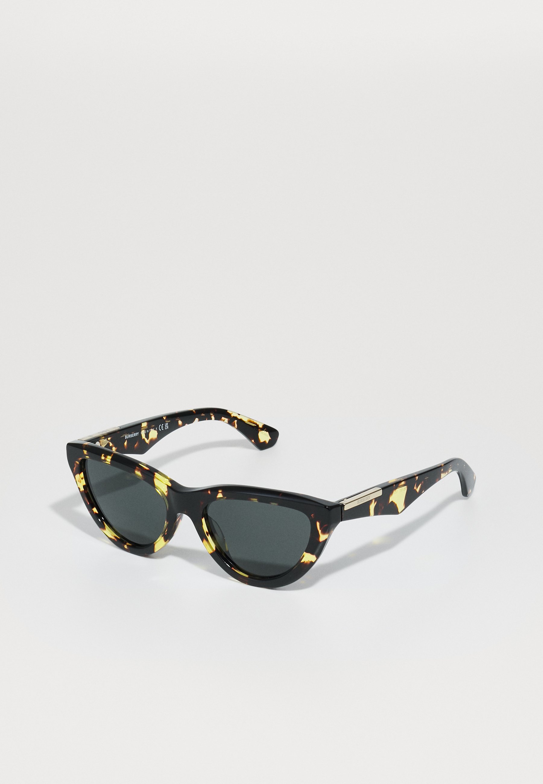 Burberry- Black Cat-Eye Sunglasses with Yellow Patterned Temples Burberry Sunglasses - dark havana/dark grey/dark brown  main image 2