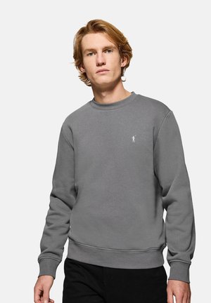 Grijze sweatshirt van een katoenmix met ronde halslijn, ribgebreide manchetten en zoom. Beschikt over een klein geborduurd logo op de borst.