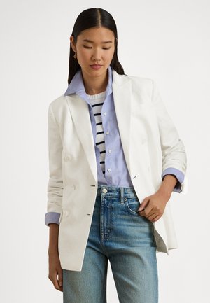 DOUBLE-BREASTED LINEN-BLEND TWILL BLAZER
 - Blazer - white