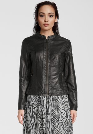 MIT LABEL DETAIL - Veste en cuir - black