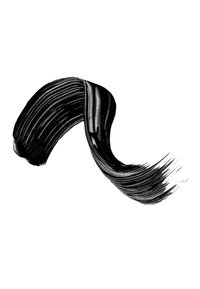 Macerazione di vernice nera con finitura lucida, che mostra una texture liscia e fluida. La pennellata presenta larghezze variabili e sottili, fini segni di pennello.