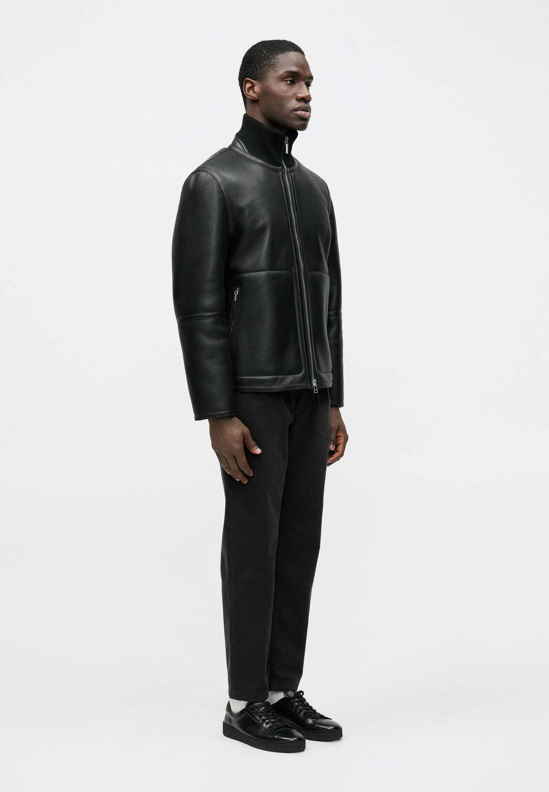 suède leather zip knit jacket black 2XL suède leather zip knit jacket black 2XL Men's Suede Shirt Zipper