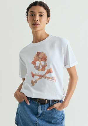 Scalpers, SCALPERS FLOWER SWEET SKULL TEE - T-shirt print - white